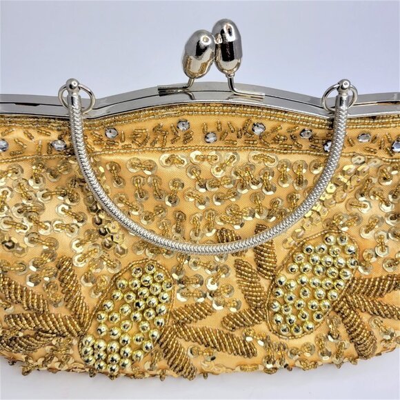 Gold Glitter Evening Clutch Purse - Picture 2 of 13